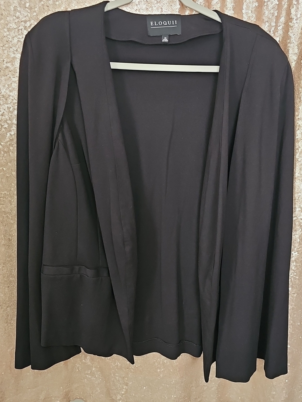 Eloquii Black Open-Front Draped Blazer